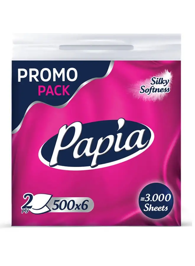 Papia Soft Facial Tissues 500 Sheets pack of 6