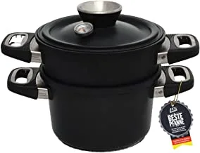 AMT Fused Aluminum Steamer 3 Pieces 20cm Black 1220_SET