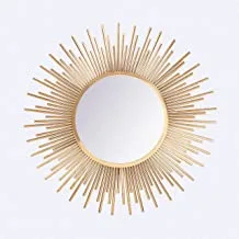 Kandil 40105086 pvd stainless steel round mirror with special design, 100cm diameter - golden