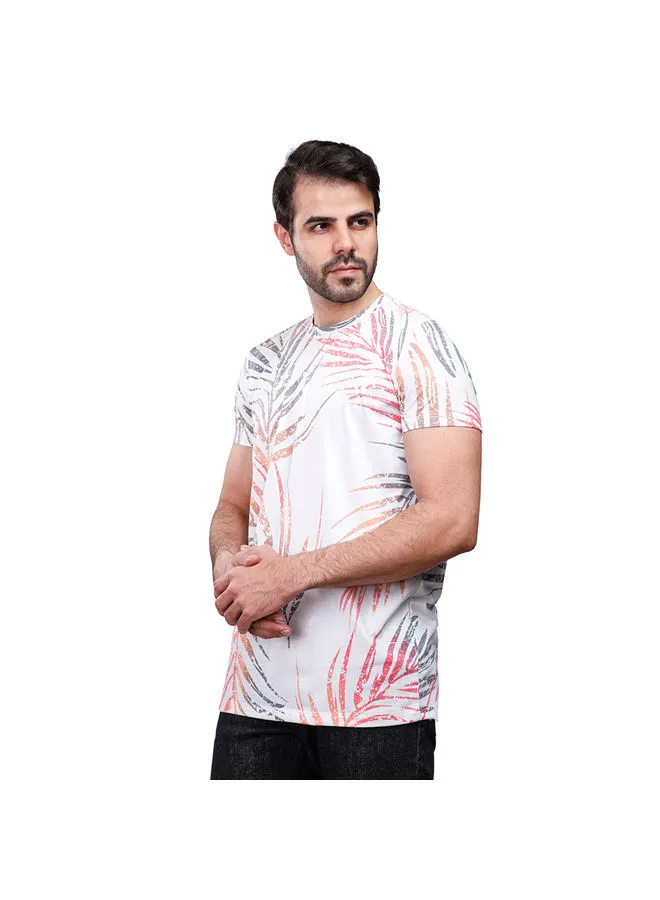 Coup Coup Printed T-Shirt For Men - Regular Fit - White - Multi Color