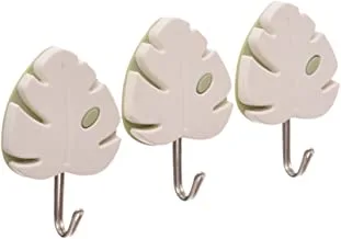 Generic Stainless Hooks Wall Mounted With Plastic Leaf Design And Self Adhesive Set Of 3 Pieces - Multi Color