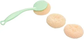 Generic Gs20152 plastic hot practical brush with handle for cleaning set of 3 pieces - mint green beige