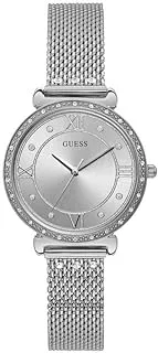 ساعة GUESS W1289L1 للسيدات من الفولاذ الذي لا يصدأ مرصعة بالكريستال - ADJUSTBALE G-LINK - سوار شبكي