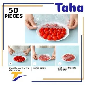 Taha Offer Bags To Cover Food In The Refrigerator And Outside 50 Pieces Transparent Color