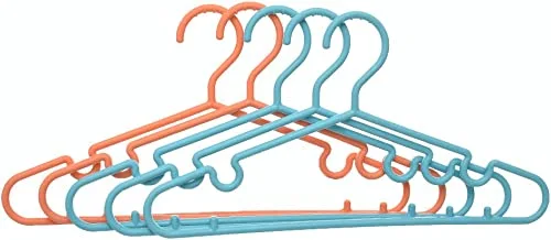 Generic Plastic Flexible Sturdy Clothes Hangers Set Perfect For Standard Daily Use 42.2 CM Set Of 5 Pieces - Turquoise Orange