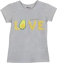 Montero Cotton Half Sleeves Blouse Printed Love For Girls-Grey-10Year- Regular Fit