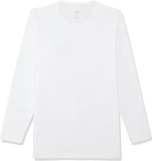 Cool plain long sleeves round neck undershirt for men - white, s