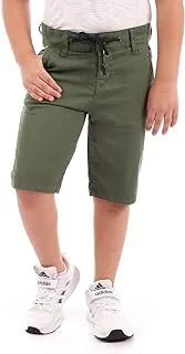 Andora boys Waist Drawstring Solid Dark Olive Gabardine Shorts Corduroys