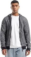 Ravin self patterned lightweight hoodie with full zipper - black, for men, black, s- Regular