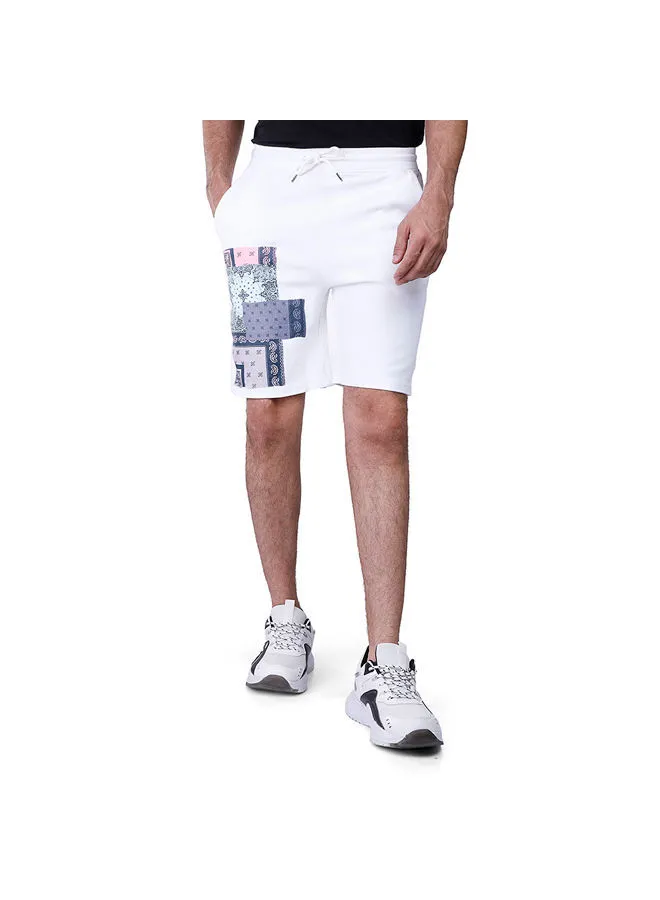 Coup Coup Printed Short For Men - loose Fit - White & Multi Color