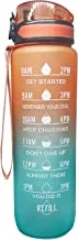Water Bottle with Motivational Time Marker (Without Straw, Orange/Green)