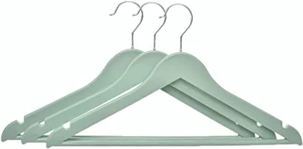 Generic Plastic Flexible Sturdy Clothes Hangers Set With Stainless Steel Hook Perfect For Standard Daily Use 40 CM Set Of 3 Pieces - Mint Green Silver