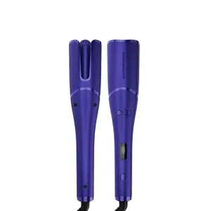 Rush Brush U1 Curler Purple Automatic Hair Curly ، 6 إعدادات للحرارة ، سيراميك ، برميل 22 مم