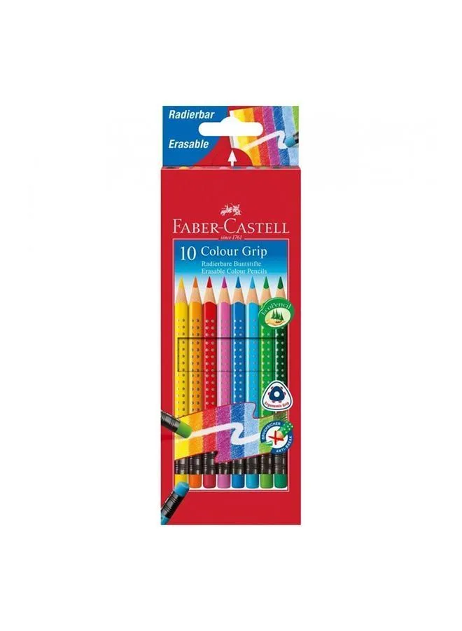 FABER-CASTELL Coloured Pencil Grip Erasable Cardboard Box Of 10