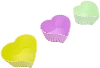 Generic Plastic deep bowl with heart design for kitchen set of 3 pieces - multi color