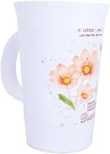 Generic Plastic Large Cup With Flowers Design And Plastic Handle For Drinks - White