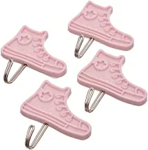 Generic Stainless Hooks Wall Mounted With Plastic Shoes Design And Self Adhesive Set Of 4 Pieces - Pink Silver