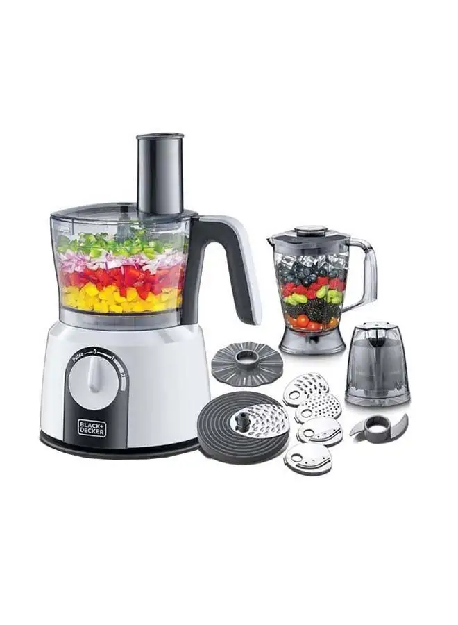 BLACK+DECKER Food Processor 32 Functions 5-in-1 (Blender + Grinder + Dough Maker + Whisker + Food Processor) 1.5 L 1000.0 W FX1075-B5 White/Black/Grey