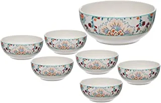 Rosa FM 8968 807002 Florina Coup Porcelain Khoshaf Set ، 7 قطع مع مادة متينة للمنزل