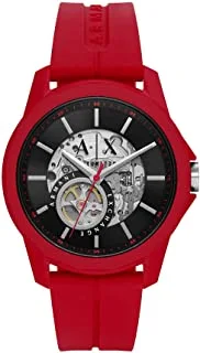 A|X Armani Exchange Watch for Men, Automatic Movement, Analog Display, Red Silicone Strap-AX1728