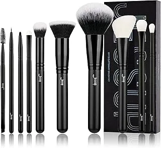 Jessup makeup brush set 10pcs black make up brushes set professional with natural synthetic hair for foundation blending blush concealer eyeshadow eyebrow eyeliner, t323