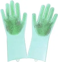 Magic Cleaning Gloves Reusable Silicone Cleaning Gloves Dishwashing Scrubber Dish Wash Scrubbing Sponge Gloves with Bristles Superb Washing Gloves Dish wash Scrub Sponge