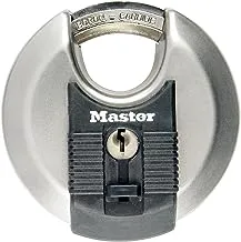 MASTER LOCK Heavy Duty Disc Padlock [Key] [Stainless Steel] [Outdoor] M40EURD - Best Used for Storage Units, Sheds, Garages, Trailers and More