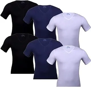 Cottonil men set of 6 Stretch undershirt v neck,multicolor