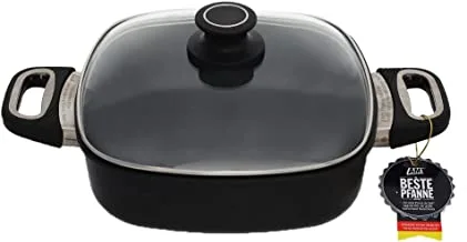 AMT frying pan, 7 cm high, molten aluminium (24 * 24 cm) black with led. Black 247_E_Z500_L+E24