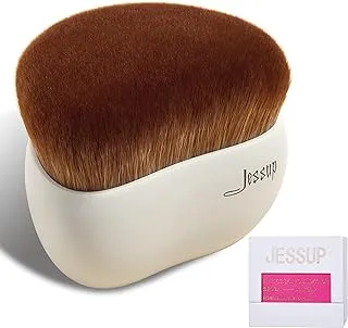 Jessup make up brush, foundation brush flat top kabuki brush for face blush liquid powder foundation brush for blending buffing stippling with gift box, light gray sf002