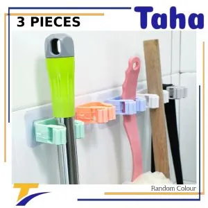 Taha Offer Single Broom Holder Double Face Adhesive  3 Pieces
