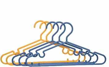 Generic Plastic flexible sturdy clothes hangers set perfect for standard daily use 42.2 cm set of 5 pieces - blue yellow