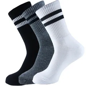 Sam Socks Men Sport Socks Half Terry 3 Pack Black-White- Grey