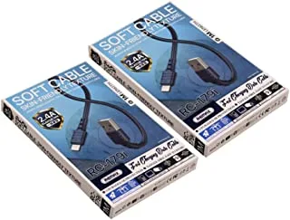 Remax Rc-179I Fast Charge Data Cable With 2.4A High Elastic Tpe And 1 M Length Set Of 2 Pieces - Blue