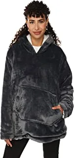 Mintra Oversized Microfiber small size Wearable Blanket with Sherpa Dark Grey