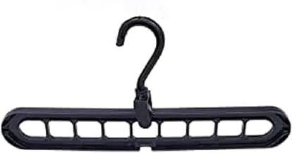 Plastic Clothes Hanger With 9 Holes For Space Saving - Black, One Size