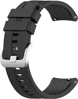 Sport Silicone Band Strap, Matte, Bracelet Watch Band, Accessory Band, Size (22MM) for Huawei Watch GT1, GT2 46MM / Samsung S3 S4 46MM, Active2 44MM, Watch 3 45MM / Honor Magic2 46MM (Black)