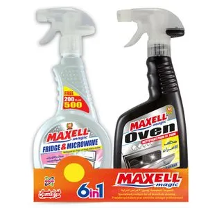 Maxell Magic سبراي منظف للثلاجات والميكروويف - 700 مل + منظف الفرن - 500 مل