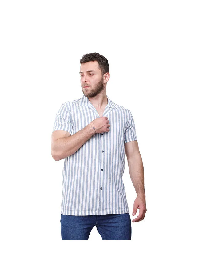 Coup Coup Strip Shirt For Men - Regular Fit - Navy & White