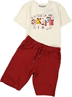 Red Cotton Boys Boys Summer Pajamas Shorts and Half sleeves Pajama Set