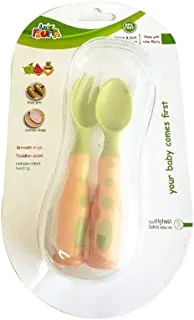 La Frutta Spoon and fork (green and orange) set in box