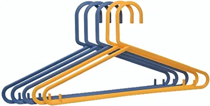 Generic Plastic Flexible Sturdy Clothes Hangers Set Perfect For Standard Daily Use 42.5 CM Set Of 5 Pieces - Blue Yellow