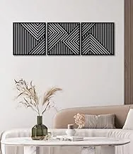 Home Gallery Geometric wood wall art - set of 3 modern panel each 40x40