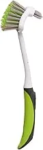 Plastic double face square cleaning brush with silicone handle and holder for home - multi color