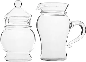 Zinnia High Quality Double Glass Milk and Sugar Pot Set of 2 Pieces, 600ml