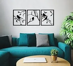 Tree Bird Wood Sticker wall art - Set of 3 Each 80x60