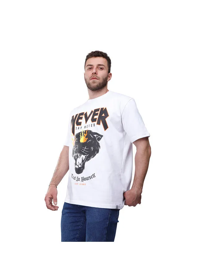 Coup Coup Printed T-Shirt For Men - loose Fit Fit - White - Multi Color