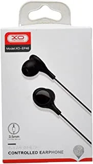 Xo xo-ep46 in ear wired led earphones with highy quality and bulid in microphone 3.5mm set of 2 pieces - black Headphones Headset