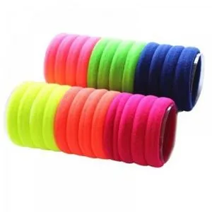 24 Pcs - Medium Elastic Hair Ties  - 6 Colors