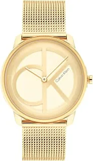 Calvin Klein Watch Unisex, Quartz Movement, Analog Display, Gold Steel Strap-25200034